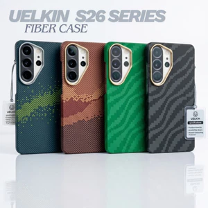 Ốp Lưng UELKIN Cứng Họa Tiết Cao Cấp Giả Sợi ARAMID Cho S26 Ultra - Hỗ Trợ Sạc Không Dây Từ Tính