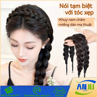 Bờm Tóc Tết Khóa Từ Tính, Bờm Tóc Giả Tết Xương Cá Hot Trend, Phụ Kiện Tóc Thời Trang Dễ Phối Và Dễ Tháo Lắp