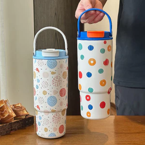 Dung Tích Lớn Bên Trong Bao Bọc Gốm Tay Cầm Trà Trái Cây Học Sinh Tiện Dụng Đôi Bình Giữ Nhiệt Uống Cốc Di Động Xe Icemaster Bình Nước Uống F3ID