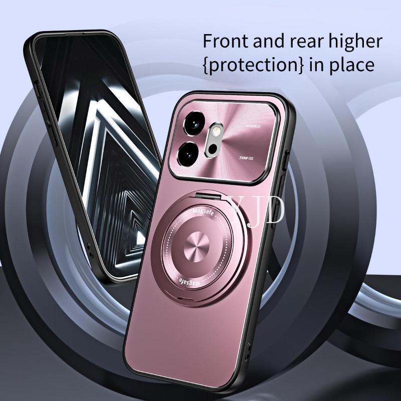 Ốp lưng YJD cho Honor 600 Pro 360°Giá đỡ xoay Vỏ điện thoại mặt sau mờ kim loại chống rơi
