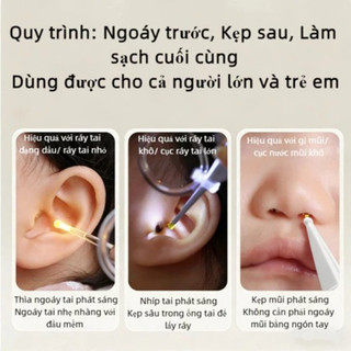Bộ lấy ráy tai có đèn LED cho bé – Đầu silicon mềm, an toàn không đau, dụng cụ vệ sinh tai thông minh dành cho trẻ em