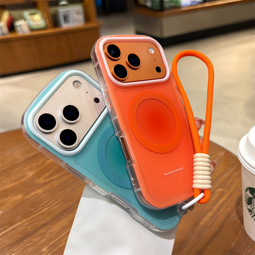 Ốp điện thoại từ tính màu tương phản mờ cho iPhone 17 Pro Max 16 13 14 15 pro max Bảo vệ ống kính chống rơi Vỏ cứng bảo vệ điện thoại