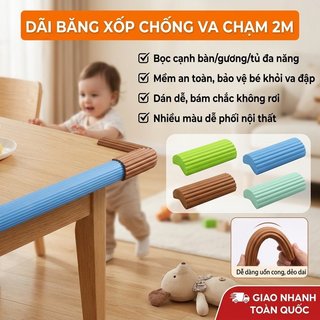 Bảo vệ cạnh xốp an toàn cho bé 2M Chống va chạm NBR Đệm dải tường Bàn gương bảo vệ góc