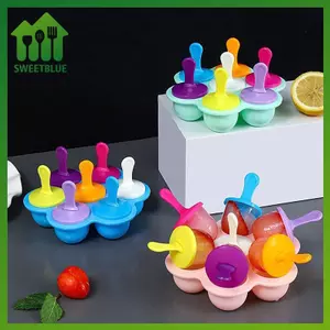 SWEET 7 Lỗ DIY Kem Pops Khuôn Silicon Kem Bóng Máy Làm Popsicles Khuôn Trái Cây Cho Bé Lắc Nhà Phụ Kiện Nhà Bếp Dụng Cụ n