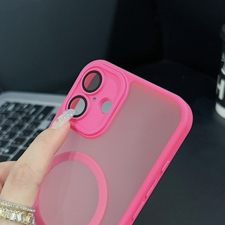 Vỏ Acrylic Mờ Màu Cam Mới Vỏ Từ Tính Cho IPhone 17 Air 16 15 14 Plus 13 12 Pro Max Vỏ Ống Kính Kim Loại Bảo Vệ Chống Rơi