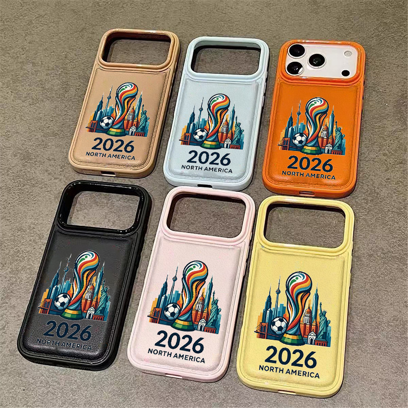 Ốp lưng da PU cao cấp World Cup 2026 North America chống sốc, bảo vệ toàn diện Cấp iPhone 17/16/15/14/13/12/11/X/XS Max