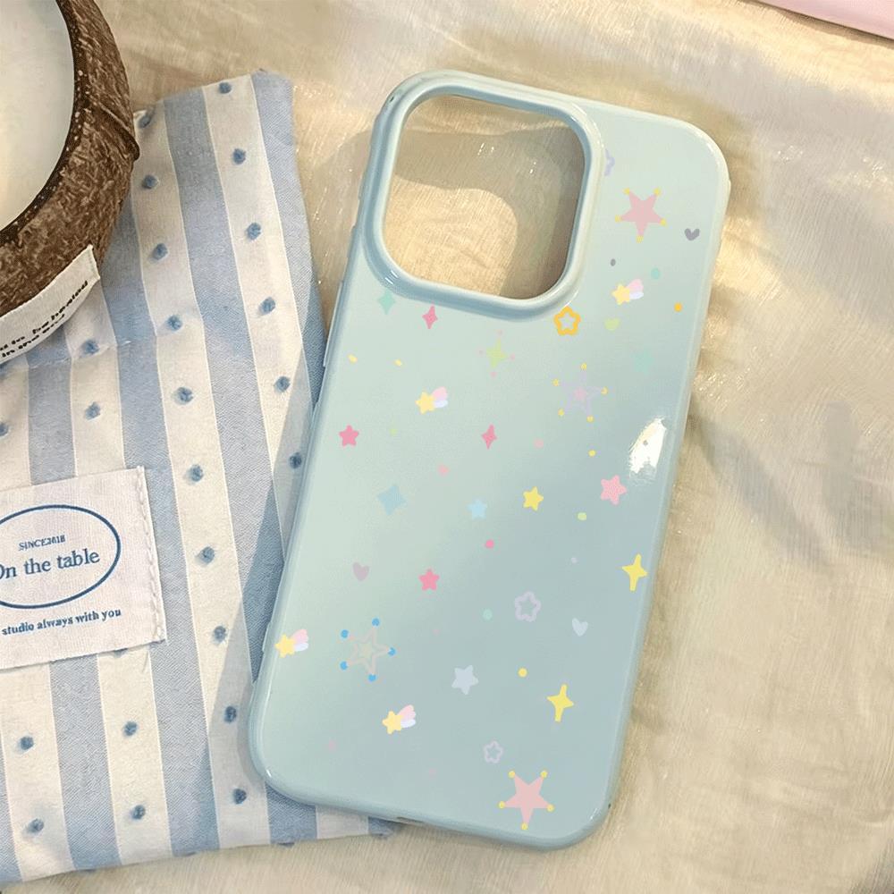 Những ngôi sao màu sắcVỏ kẹo dẻo phù hợp với iPhone 16 Pro Max/17, bao da toàn phần