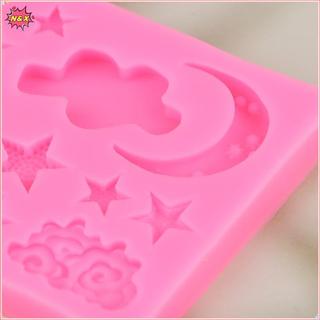 N & X 1 Khuôn Bánh Silicon Fondant Cloud Star Moon Khuôn Socola Đám Mây Khuôn Trang Trí Bánh Phụ Kiện Dụng Cụ DIY.
