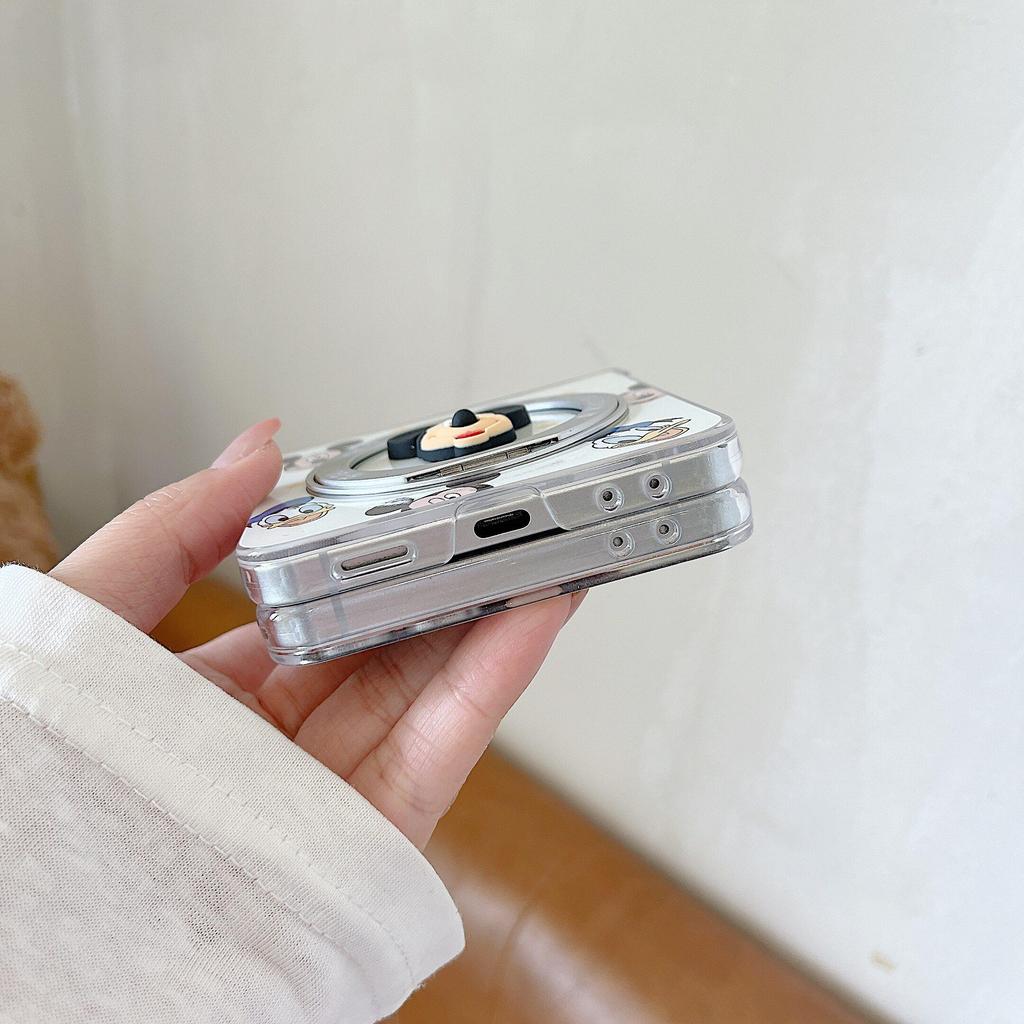 Thích hợp cho Samsung Galaxy ZFlip7 ZFlip6 Chuột Mickey xoay khung ốp điện thoại bao gồm dây buộc gấp vỏ cứng ZFlip 7 6 5 4 5G N3 Flip Mix Flip 2 vỏ bảo vệ
