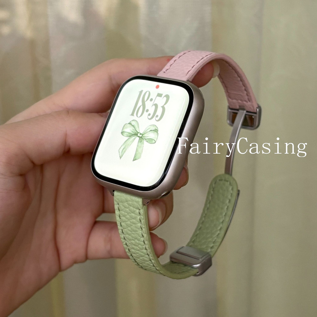 Dây da vải thiều cho iWatch Ultra S11 10 9 8 7 6 5 4 Dây đeo vòng tay cho Apple Watch 38 40 41 42 45 46mm 49mm Dây đeo