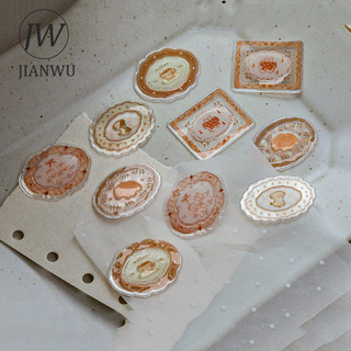 JIANWU Người Yêu Đĩa Nhỏ Series Vintage Ren Biên Giới Phong Cảnh Chất Liệu Cắt Dán Keo Dán Sáng Tạo DIY Tạp Chí Văn Phòng Phẩm