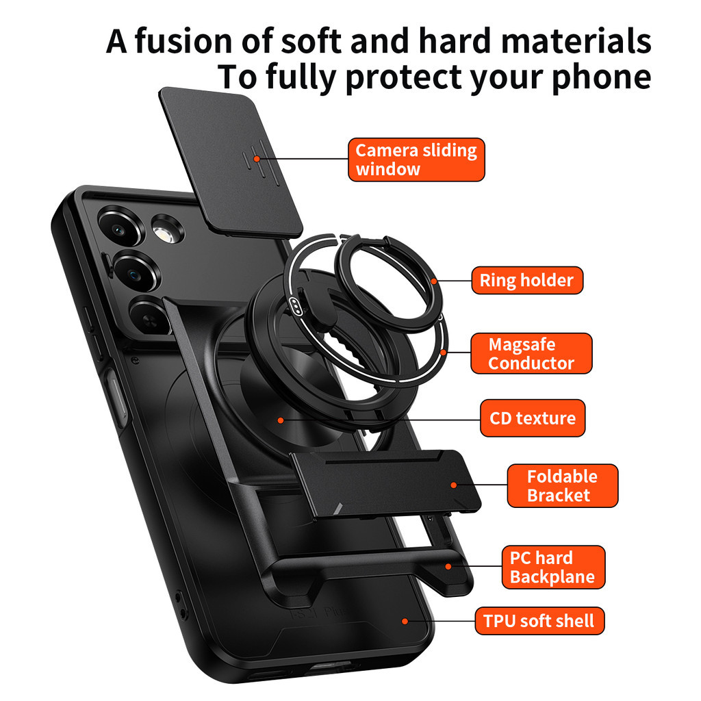 Ốp Điện Thoại Đa Năng Sang Trọng Thích Hợp Cho Realme C83 C85 Pro C71 C67 P4 Lite 5G Dây 360°Giá đỡ vòng có vỏ máy ảnh Vỏ bảo vệ toàn diện chống sốc