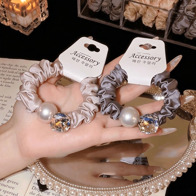 Đơn Giản Không Làm Tổn Thương Tóc Phong Cách Mới Nhẫn Tóc Thời Trang Độ Đàn Hồi Cao Giả Ngọc Trai Tóc