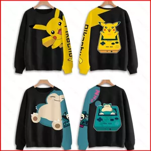 YB1 Snorlax Pikachu Áo Hoodie Top Unisex Cosplay 3D Chui Đầu Dài Tay Cổ Tròn Pokemon Thời Trang Áo Plus Kích Thước