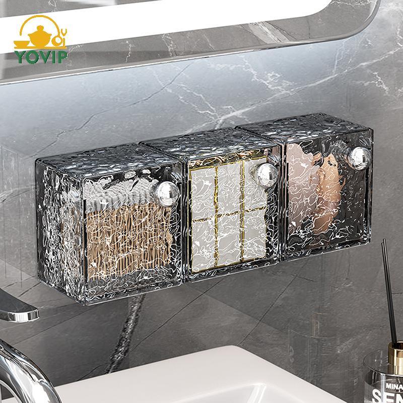 YOVIP Phòng tắm sáng tạo Hộp lưu trữ lật treo tường cho mỹ phẩm Bông quấn tóc Lipsti VN