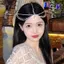 AqToCna Handmade Ngọt Ngào Cưới Mũ Pha Lê Cô Dâu Đầu Dây Xích Tiara Tóc Trang Sức Nữ Kim Cương Giả Phụ Kiện Đầu Trước AqToCna
