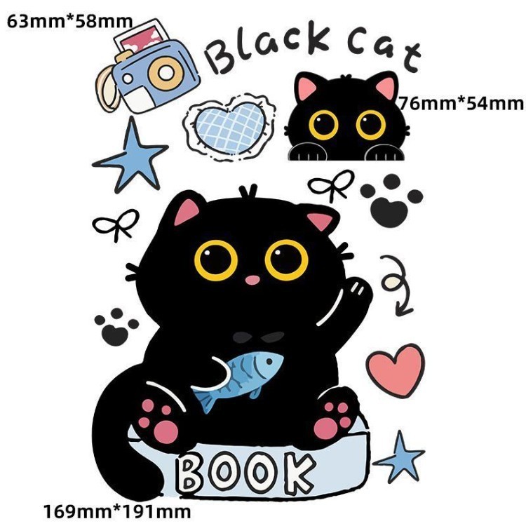 Phong Cách Dễ Thương RICH CAT Đen CAT Xe Máy Điện Miếng Dán Thân CAT Chống Thấm Nước Trang Trí Miếng Dán Trầy Xước Bao Miếng Dán