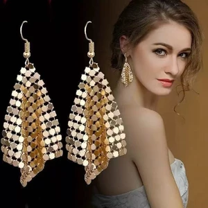 Thời Trang Vuông Kim Loại Kim Sa Lấp Lánh Bông Tai Sáng Tạo Nhiều Màu Sắc Lễ Hội Âm Nhạc Móc Tai Sang Trọng Punk 26.5.6