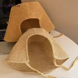 AqToCna Vải Lanh Ống Hút Nành Cho Nữ Mũ Chống Nắng Nơ Mũ Đi Biển Lớn Viền Rộng Áo Khoác Nón Chapeau Femme Ren Ngoài Trời Mùa Hè AqToCna