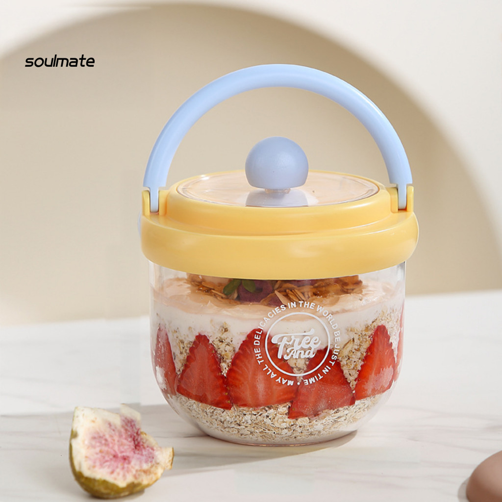Linh hồn| Hộp đựng salad Bát salad hai lớp di động 600ml có nắp nĩa tích hợp – Hộp đựng đồ ăn bằng nhựa chống rò rỉ cho yến mạch qua đêm Đồ ăn nhẹ trái cây – Lý tưởng cho phòng tập thể dục