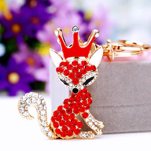 J9WR Phiên Bản Hàn Quốc Sáng Tạo Kim Cương Giả Nhỏ Cáo Xe Móc Khóa Nữ Túi Mặt Dây Chuyền Móc Khóa Ngoại Thương Quà Tặng