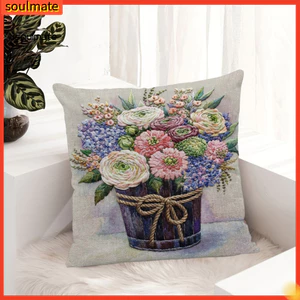 Linh hồn| Sang Trọng Đệm Bao Hoa Ném Gối Hoa Ném Gối Mùa Xuân Mùa Hè Hoa Đệm Trang Trí Sofa Gối Cho Phòng Ngủ Nhà Trang Trại Deco