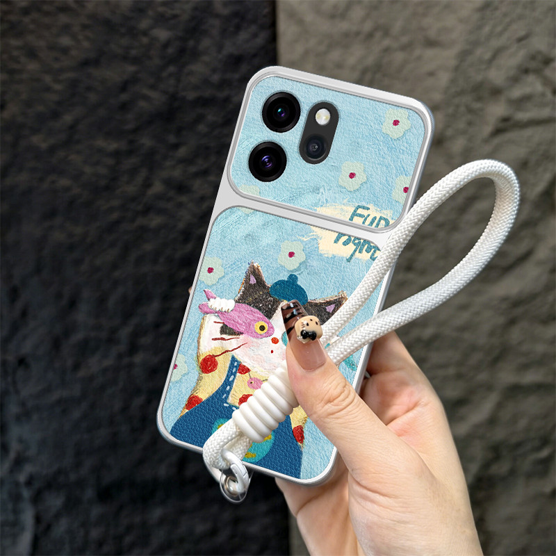 Ốp Lưng Cho OPPO Reno 15 pro MAX reno15 Reno 15F 5g Vỏ Điện Thoại Lo Âu Vỏ Mềm Silicon Chống Sốc Thiết Kế Mới Thẩm Mỹ Mèo Dễ Thương Có Dây Buộc Cho Bé Gái TBDTYYM1