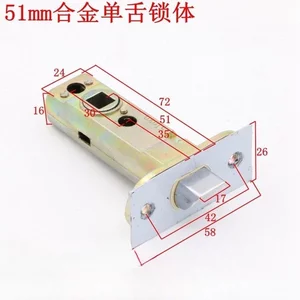 Khóa Xi Lanh Khóa Lưỡi Phòng Tắm Thép Không Gỉ xiên Lưỡi Phòng Cửa Đầu Ba Lỗ 51mm Hợp Kim Đơn Lưỡi Khóa Thân X8I9