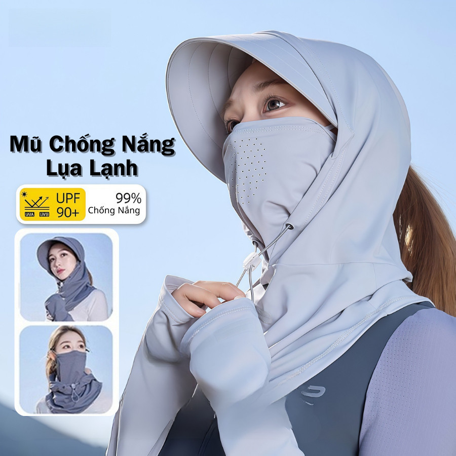 Mũ Chống Nắng Trùm Đầu HomeMate Chống UV 99%, Mũ Kèm Khẩu Trang Che Mặt Thoáng Khí Đi Xe Máy