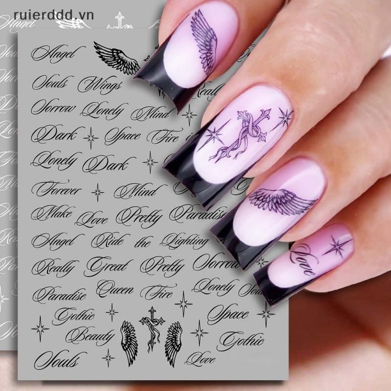 # ruierddd # White Letter Nail Stiers Angel Wings 3D Design Bảng chữ cái nghệ thuật cho móng tay Gel Acrylic Salon và sử dụng tại nhà.