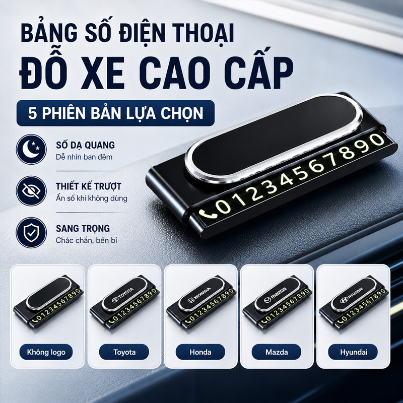Thẻ Số Điện Thoại Đỗ Xe Tạm Thời Từ Tính – Bảng Số Hợp Kim, Chịu Nhiệt, Hiển Thị Ban Đêm, Phụ Kiện Ô Tô Tiện Lợi
