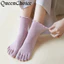 Tất Cotton Năm Ngón Nữ Thời Trang Nữ 5 Ngón Chân Thoáng Khí Tất Mắt Cá Chân
