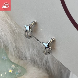 Thời Trang Quyến Rũ Bốn Ngôi Sao 925 Hình Học Bạc Cá Tính Đa Năng Bông Tai Nữ