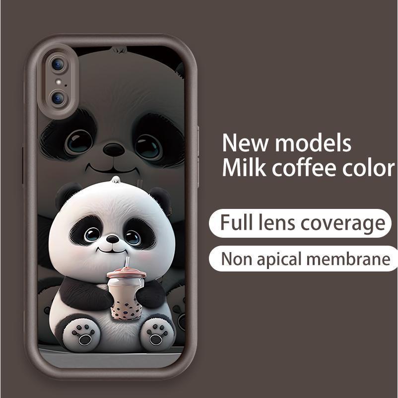 Ốp Lưng Cho iPhone X XR XS Max Hoạt Hình Silicon Xu Hướng Mềm Ốp lưng TPU Cặp Đôi Gấu Trúc Mắt Thiên Thần Ốp Lưng Chống Sốc