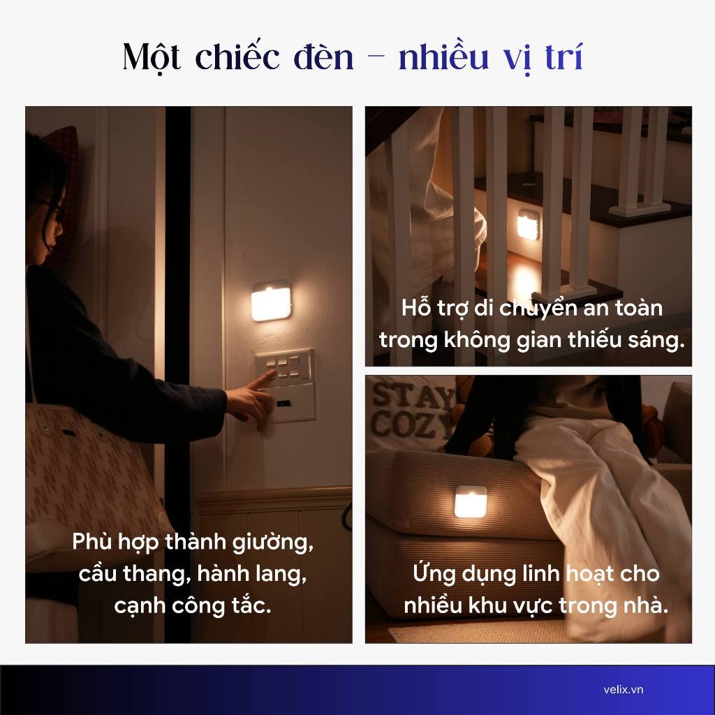 Đèn Led cảm biến chuyển động Velix Motion Lite | Đèn cảm ứng dán tường, cầu thang, tủ quần áo