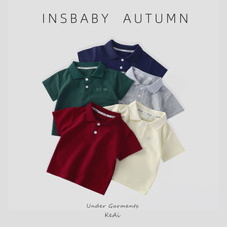 (1-18Yrs) Bé Trai Cotton Pique Áo Polo Tay Ngắn Thêu Trái Tim Ve Áo Mùa Hè Phong Cách Hàn Quốc Chắc Chắn Thường Ngày Hàng Đầu Trẻ Em