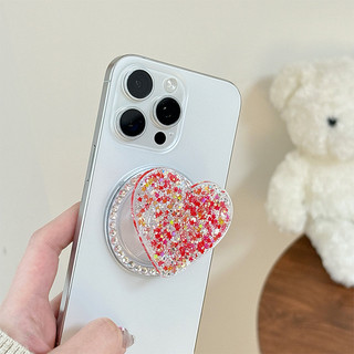 Miếng Dán Tình Yêu Kim Cương Tròn Từ Tính Giá Đỡ Điện Thoại Cho IPhone 17 16 15 14 13 12 Pro Max 14 Plus Có Thể Gập Lại Vòng Tay Co Giãn Để Bàn Đứng P2