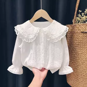 Áo Sơ Mi Bé Gái 2026 Mỏng Trắng Áo Sơ Mi Cardigan Bé Gái Phiên Bản Hàn Quốc Áo Dài Tay Thường Ngày