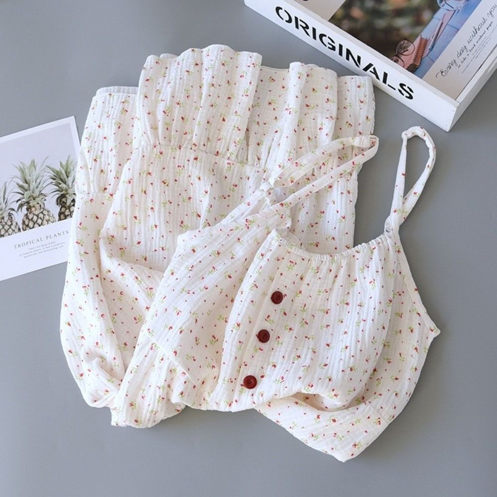 Váy ngủ nữ HOBBYIN, Váy ngủ in hoa thanh lịch mềm mại, Váy ngủ thông thường thoải mái Mặc ở nhà