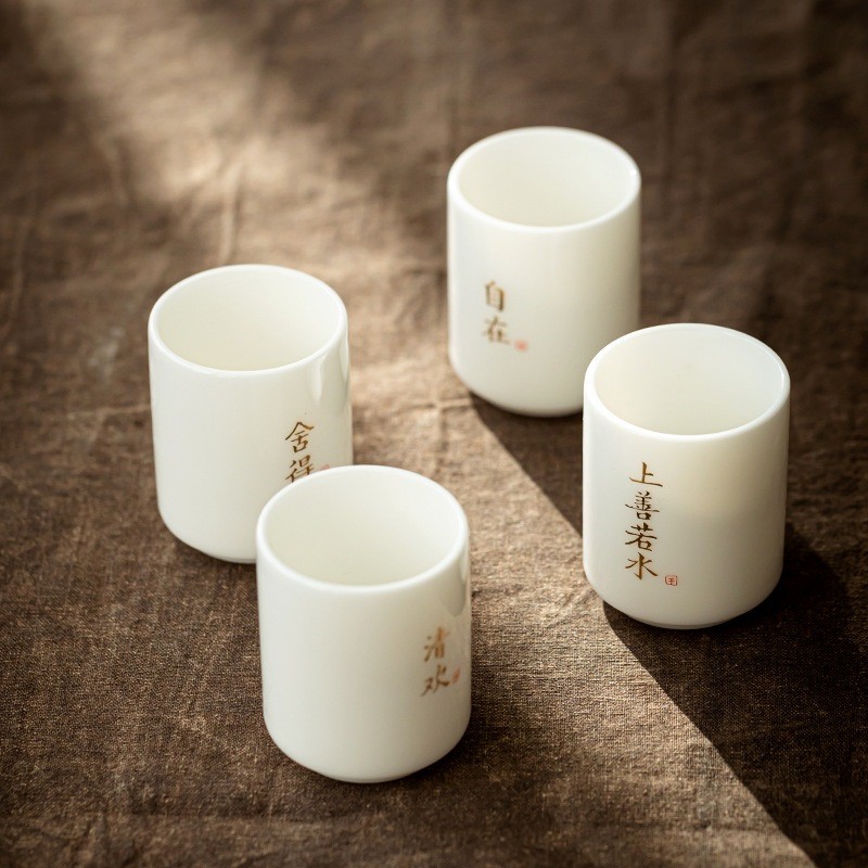 Chén Thưởng Trà Bằng Sứ Trắng Bạch Định Thấu Quang Dương Chi Ngọc Dung Tích 60 ml