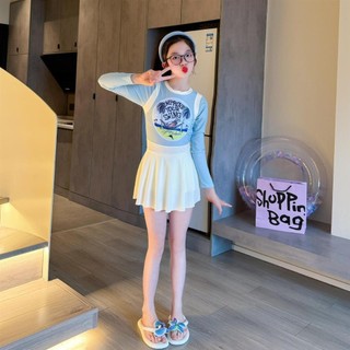 Đồ bơi bé gái tay dài chống nắng - Váy liền thân cao cấp có đệm ngực đi biển