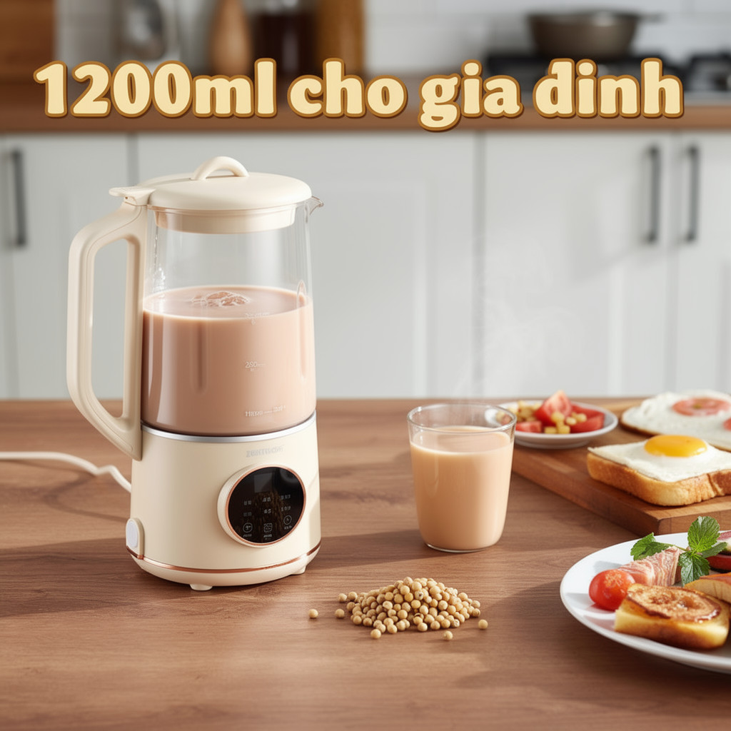 Máy làm sữa đậu nành 10 lưỡi dao hẹn giờ 24h chống dính nấu thông minh dễ vệ sinh cối thủy tinh