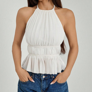 VM-Áo Tank Top Plain Ren Up Ruched Tank Top dành cho nữ