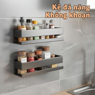 Giá đựng gia vị nhà bếp bằng thép Carbon Giá treo tường Chống dầu Kệ lưu trữ Máy khoan miễn phí