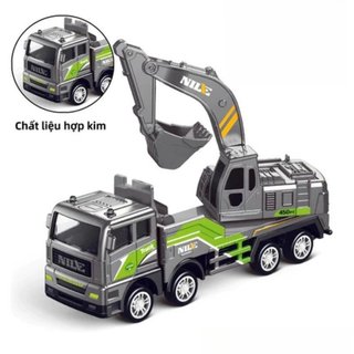 Bộ xe đồ chơi xây dựng ABS Bộ máy trộn cần cẩu quán tính Xe tải xoay 360 cánh tay trẻ em chơi