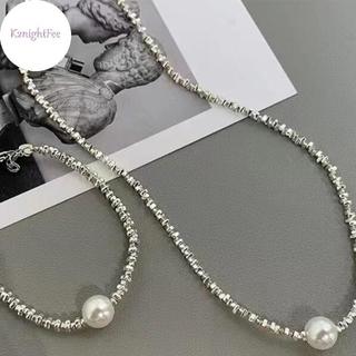 K2nightFee Ngọc Trai Hình Học Cá Tính - Dây Chuyền Ngắn Phong Cách Châu Âu