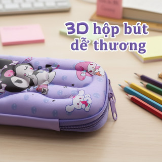 Hộp đựng bút chì 3D dễ thương PU chống nước chống bụi nhiều túi Trường học lưu trữ văn phòng Túi bút chì