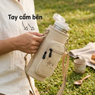 Túi đeo chai cách nhiệt Dây đeo có thể điều chỉnh Hộp đựng nước Đi bộ đường dài ngoài trời Vải Unisex
