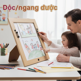 Khung lưu trữ nghệ thuật trẻ em Hộp trưng bày từ tính Album vẽ bằng gỗ Dễ dàng gắn tường A4 Tác phẩm nghệ thuật