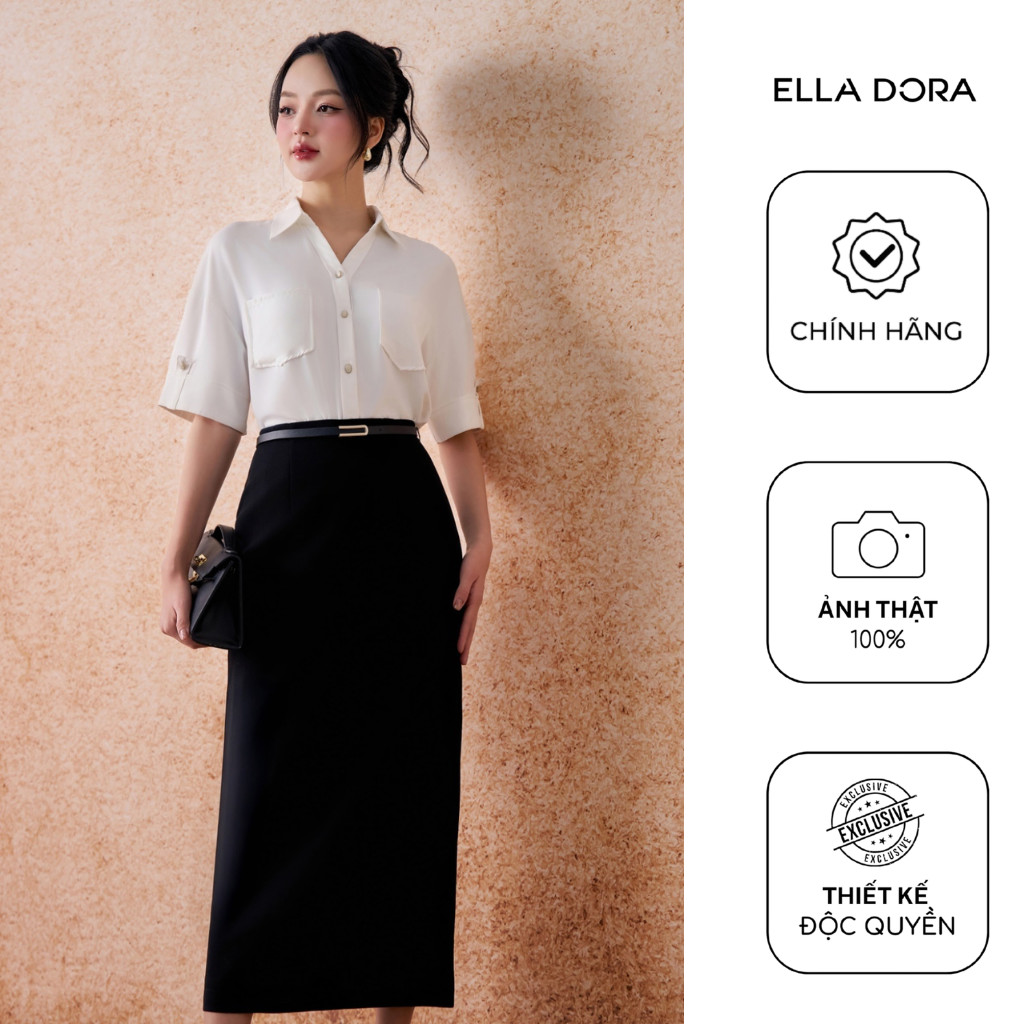 Chân váy nữ ELLA DORA dáng bút chì xẻ sau form gọn thanh lịch dễ mặc đi làm đi chơi màu ĐEN [CV187]